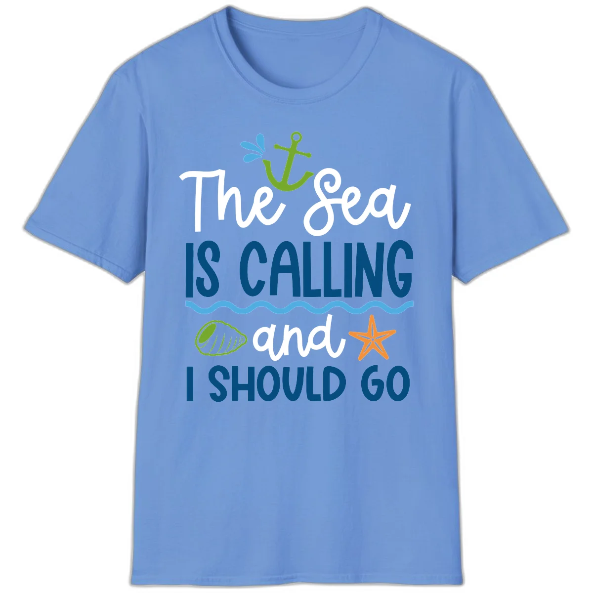 The Sea Is Calling T-Shirt in Carolina Blue