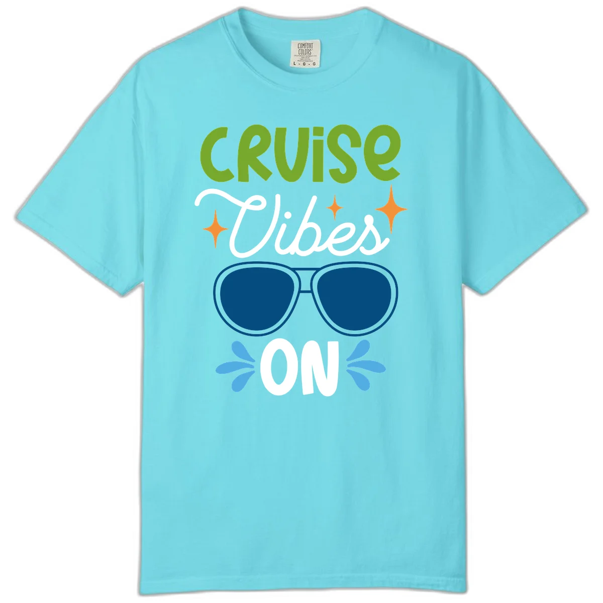Cruise Vibes On Comfort Color T-Shirt in Lagoon Blue
