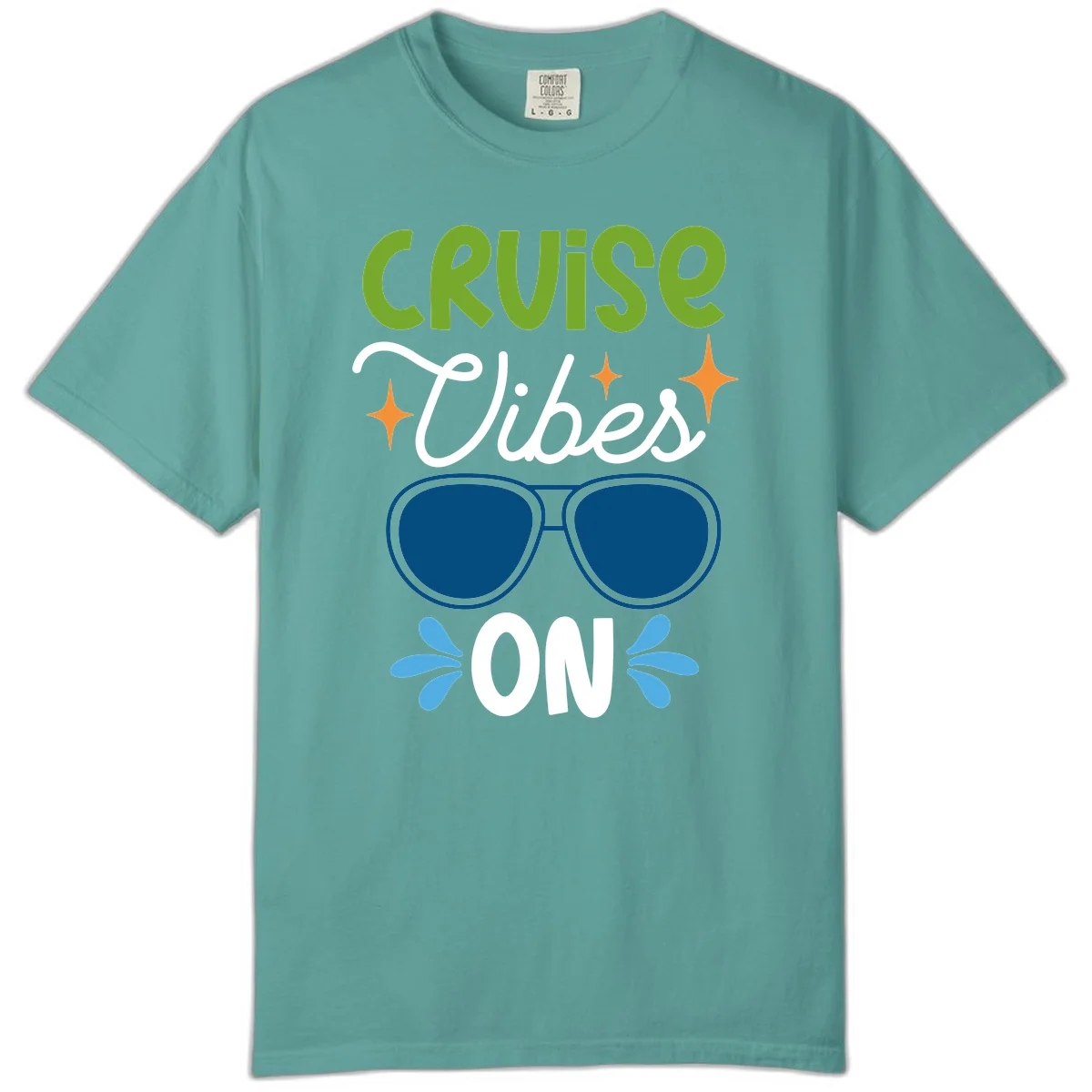 Cruise Vibes On Comfort Color T-Shirt in Seafoam