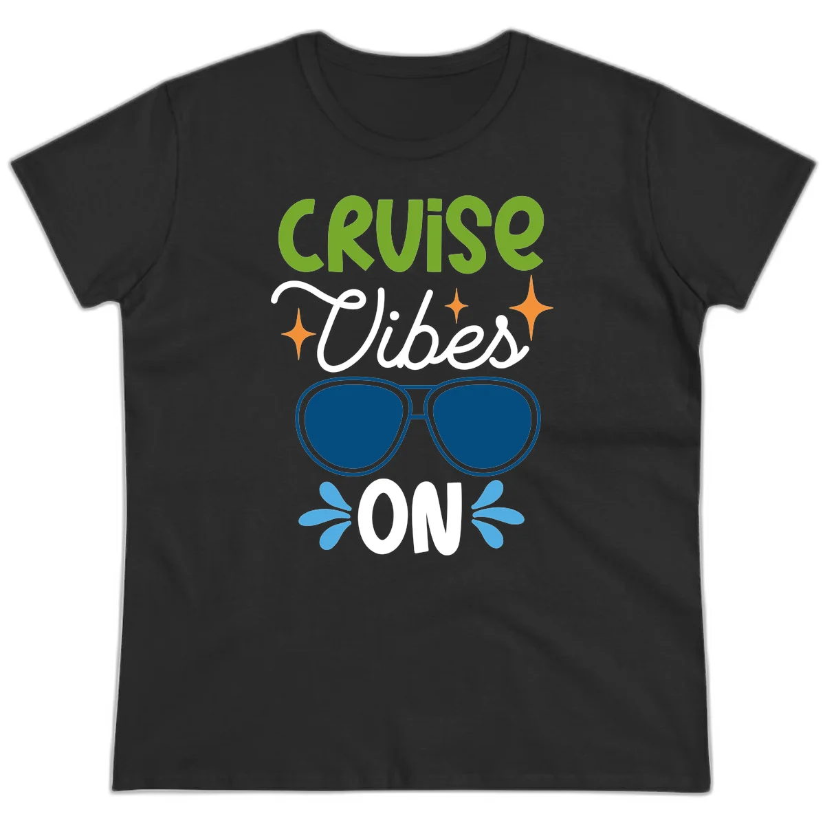 Cruise Vibes On Ladies Tee in Black