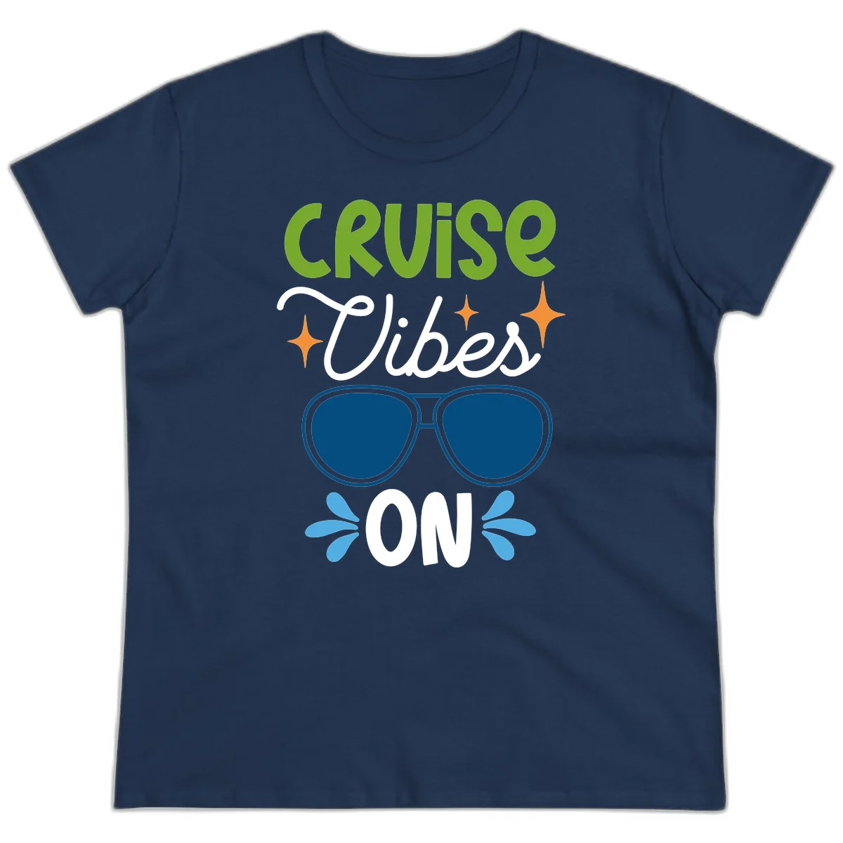 Cruise Vibes On Ladies Tee in Navy