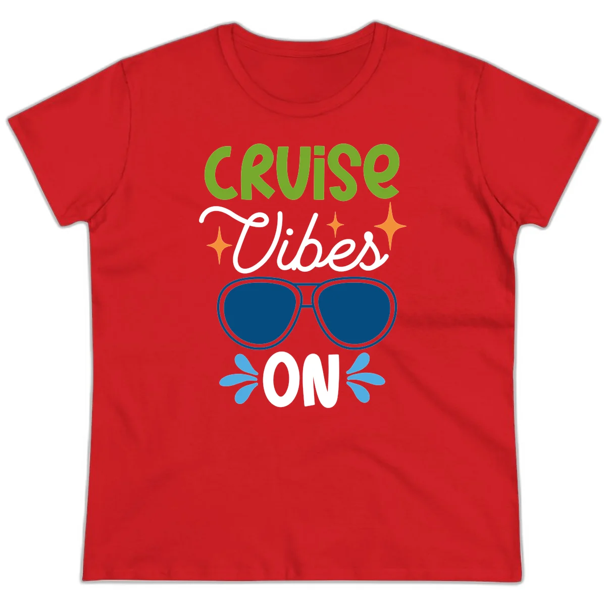 Cruise Vibes On Ladies Tee in Red