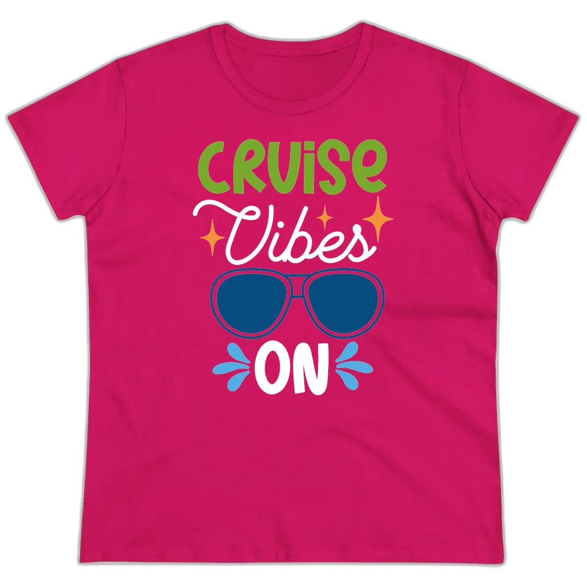 Cruise Vibes On Ladies Tee in Heliconia