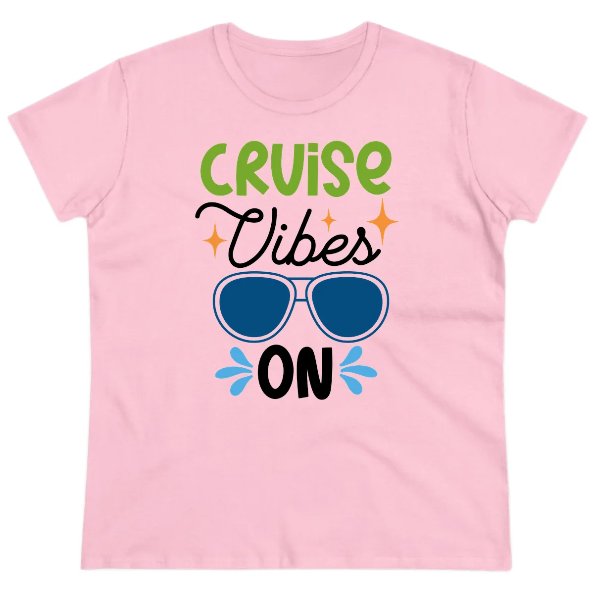 Cruise Vibes On Ladies Tee in Light Pink