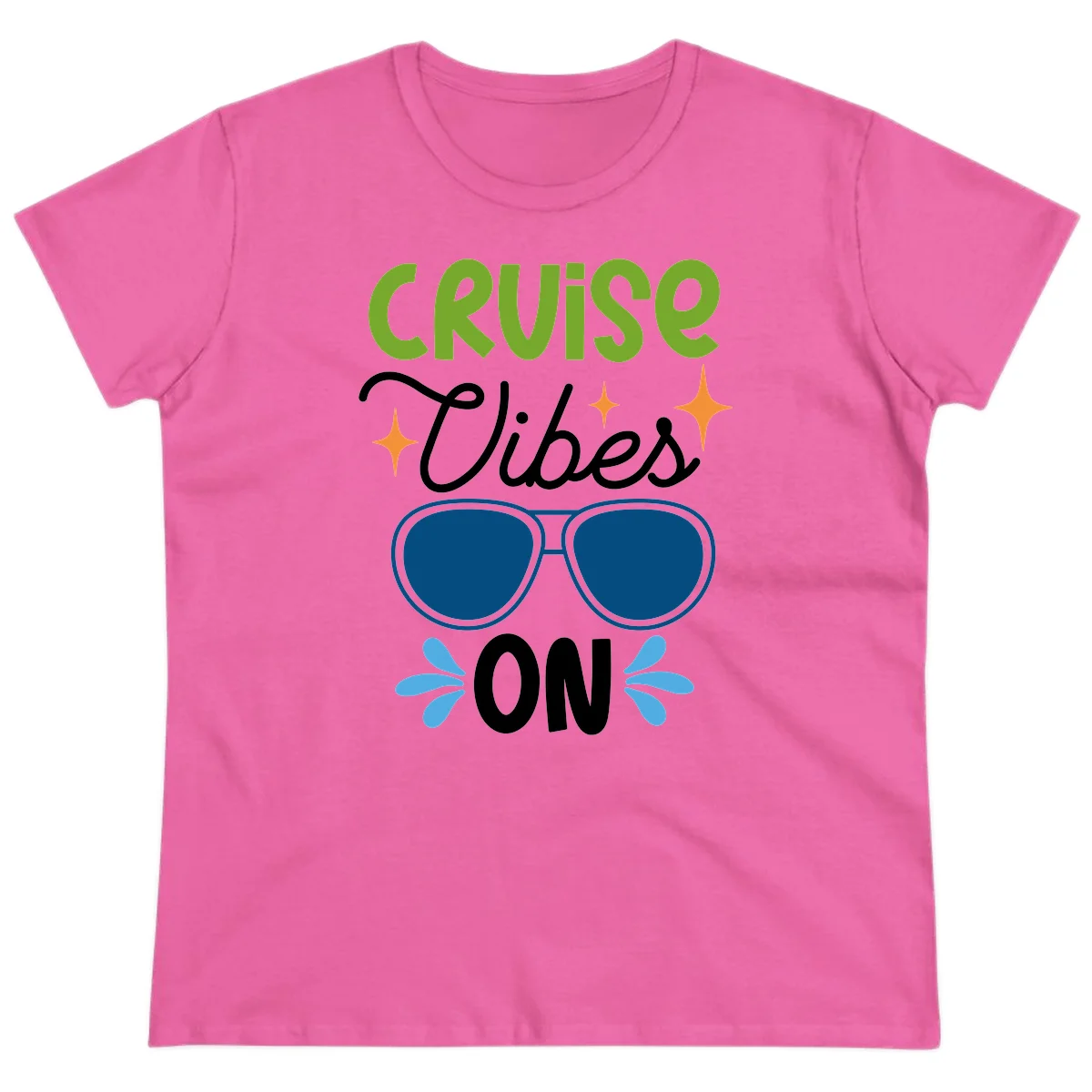 Cruise Vibes On Ladies Tee in Azalea