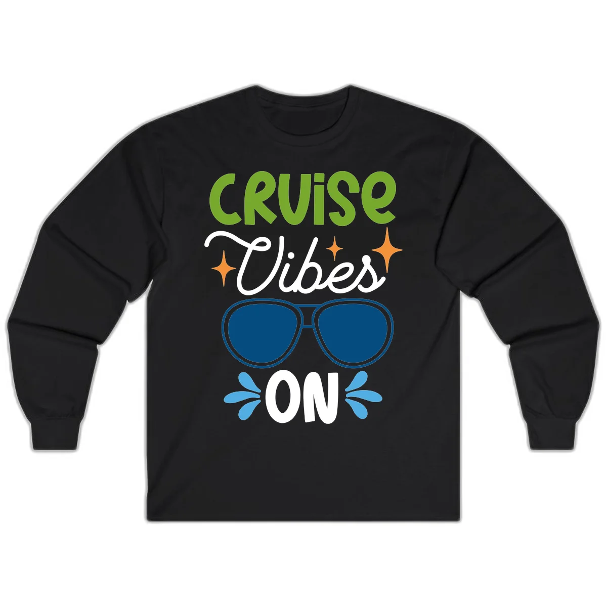 Cruise Vibes On Long Sleeve Tee in Black