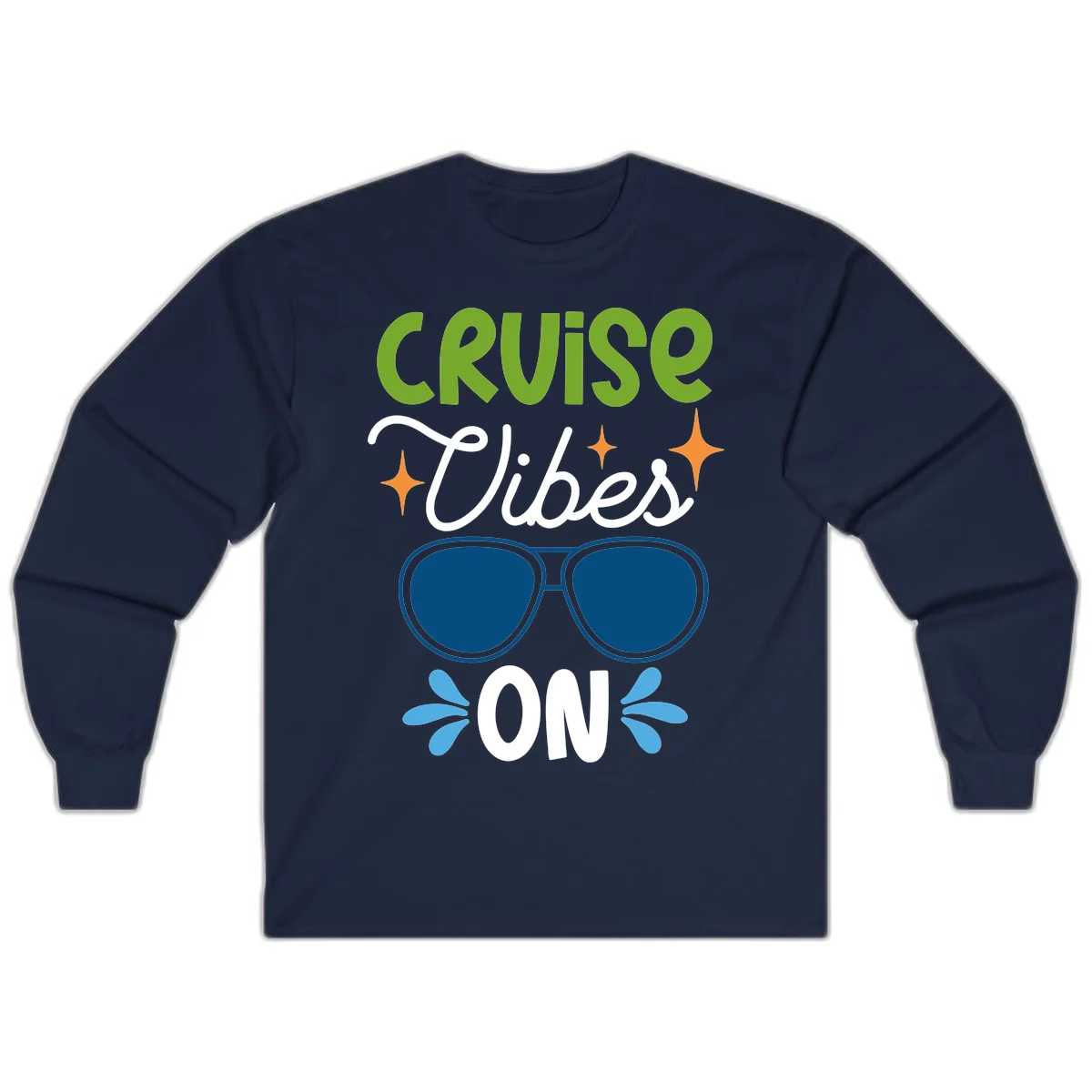 Cruise Vibes On Long Sleeve Tee in Navy