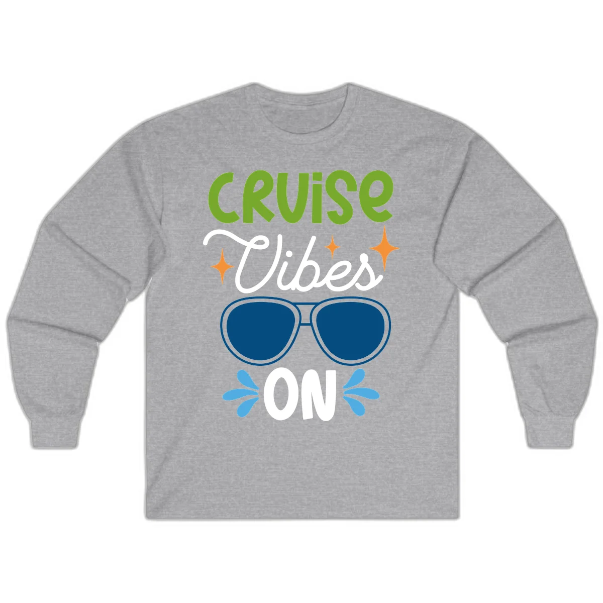 Cruise Vibes On Long Sleeve Tee in Sport Grey