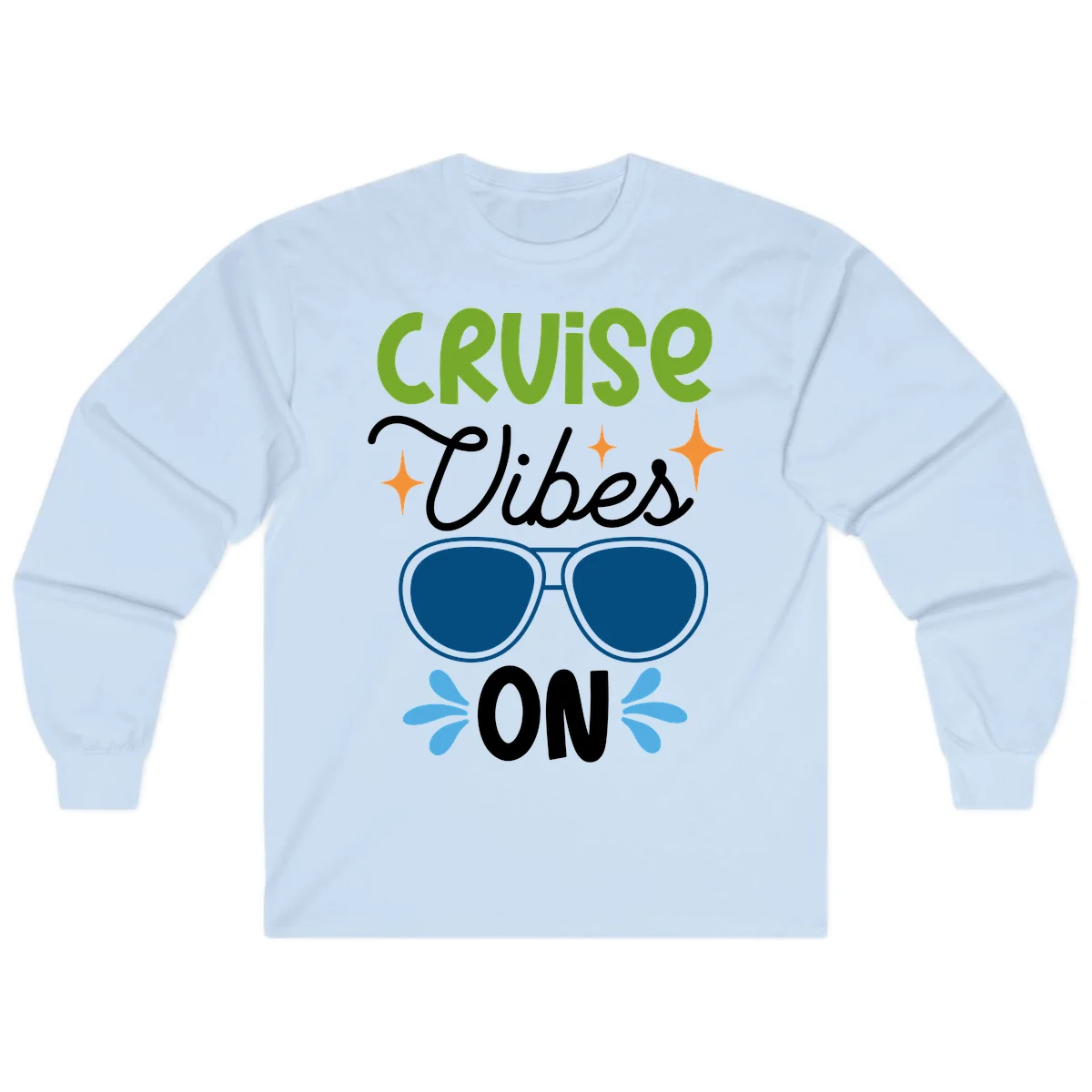 Cruise Vibes On Long Sleeve Tee in Light Blue