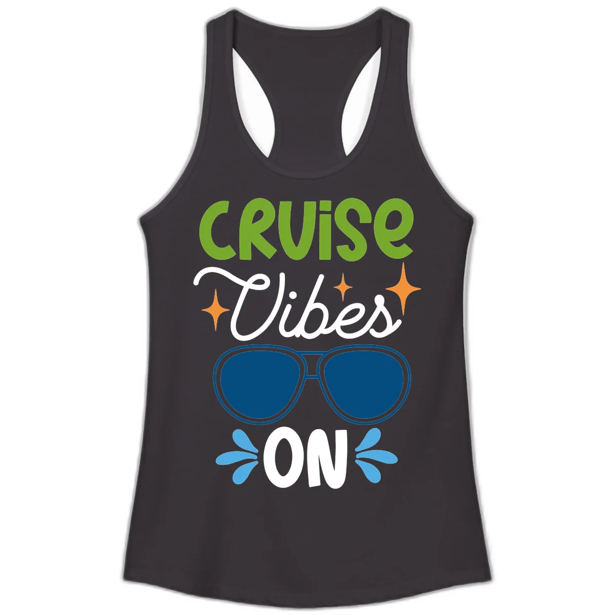 Cruise Vibes On Ladies Tank Top in Black