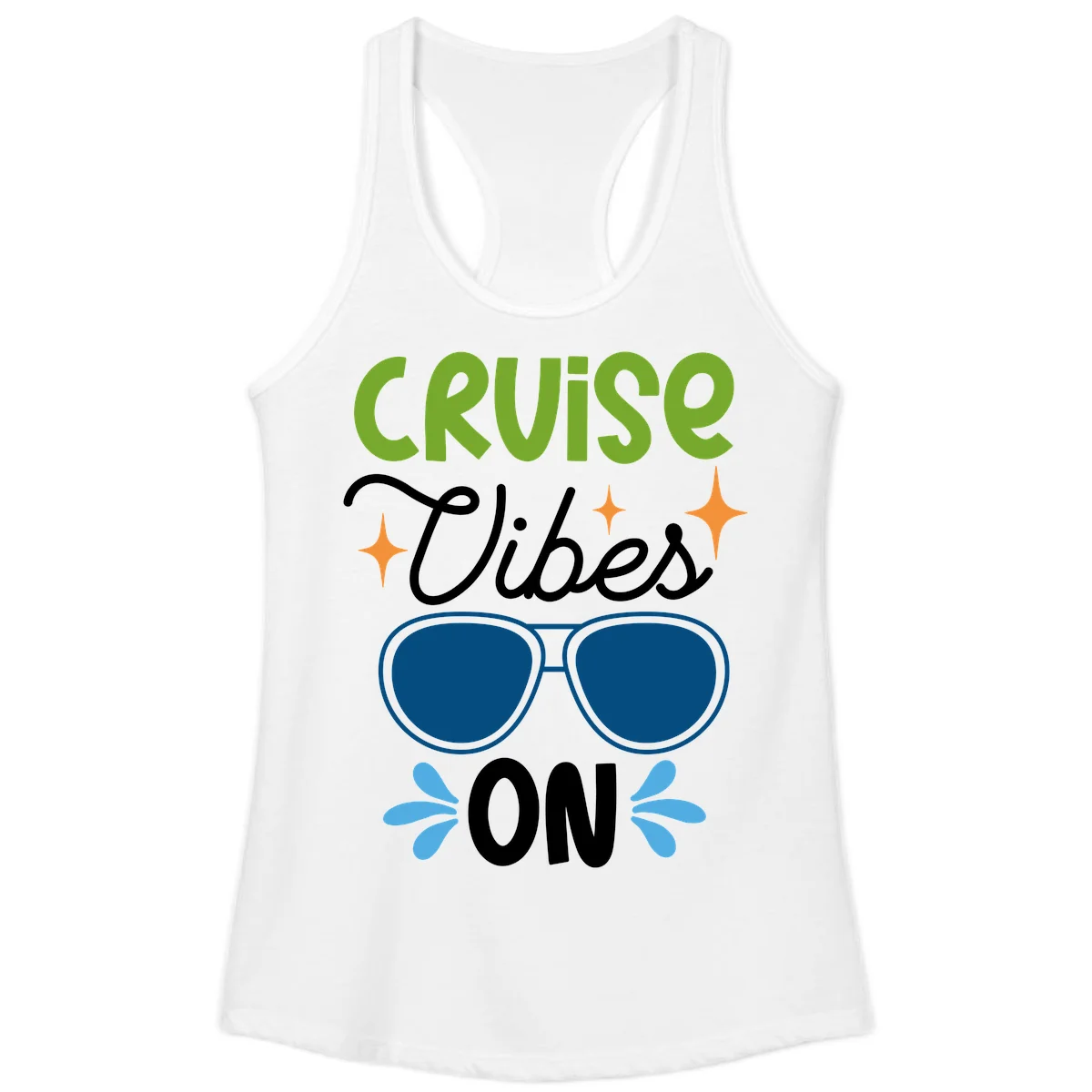 Cruise Vibes On Ladies Tank Top in White