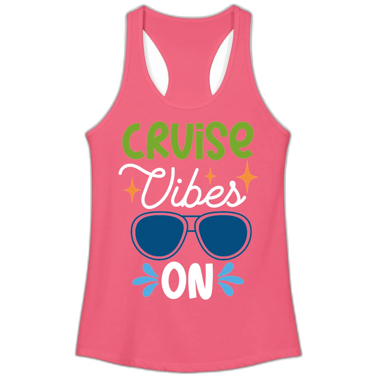 Cruise Vibes On Ladies Tank Top in Hot Pink