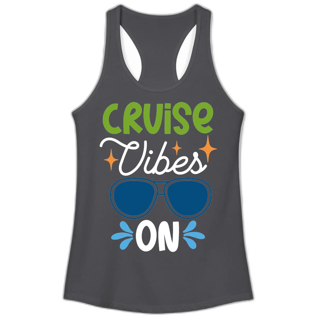 Cruise Vibes On Ladies Tank Top in Solid Dark Gray