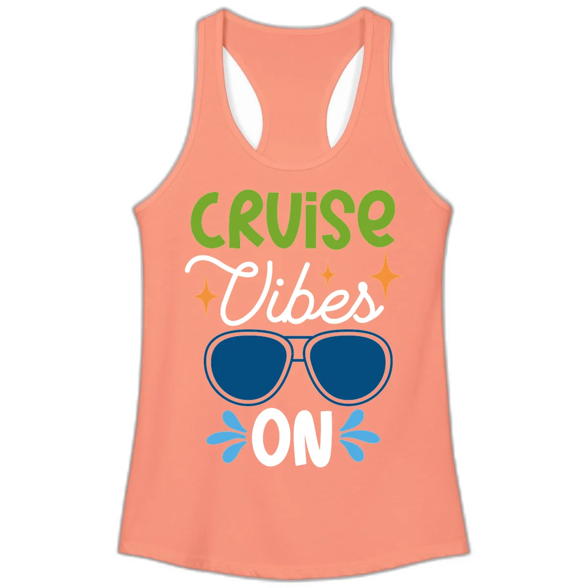 Cruise Vibes On Ladies Tank Top in Solid Light Orange