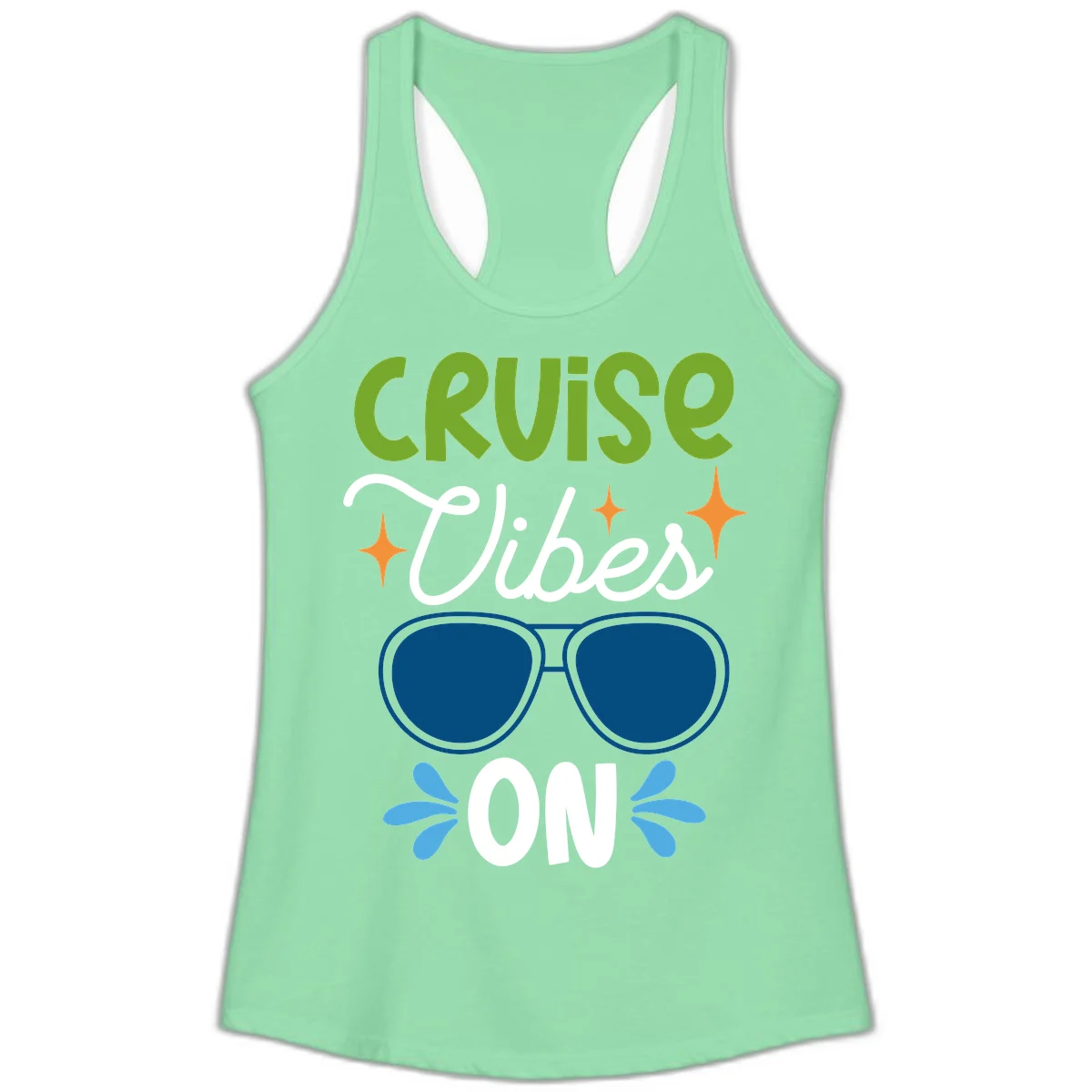 Cruise Vibes On Ladies Tank Top in Solid Mint
