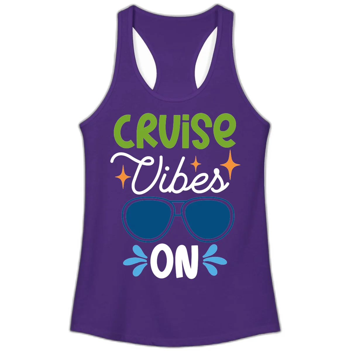 Cruise Vibes On Ladies Tank Top in Solid Purple Rush