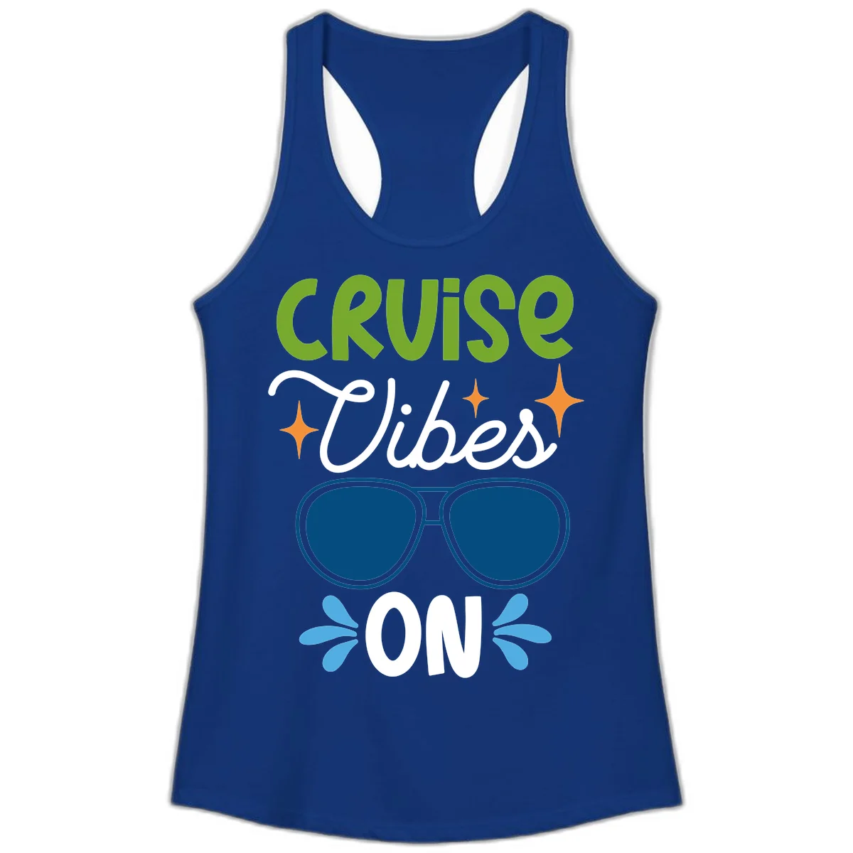 Cruise Vibes On Ladies Tank Top in Solid Royal