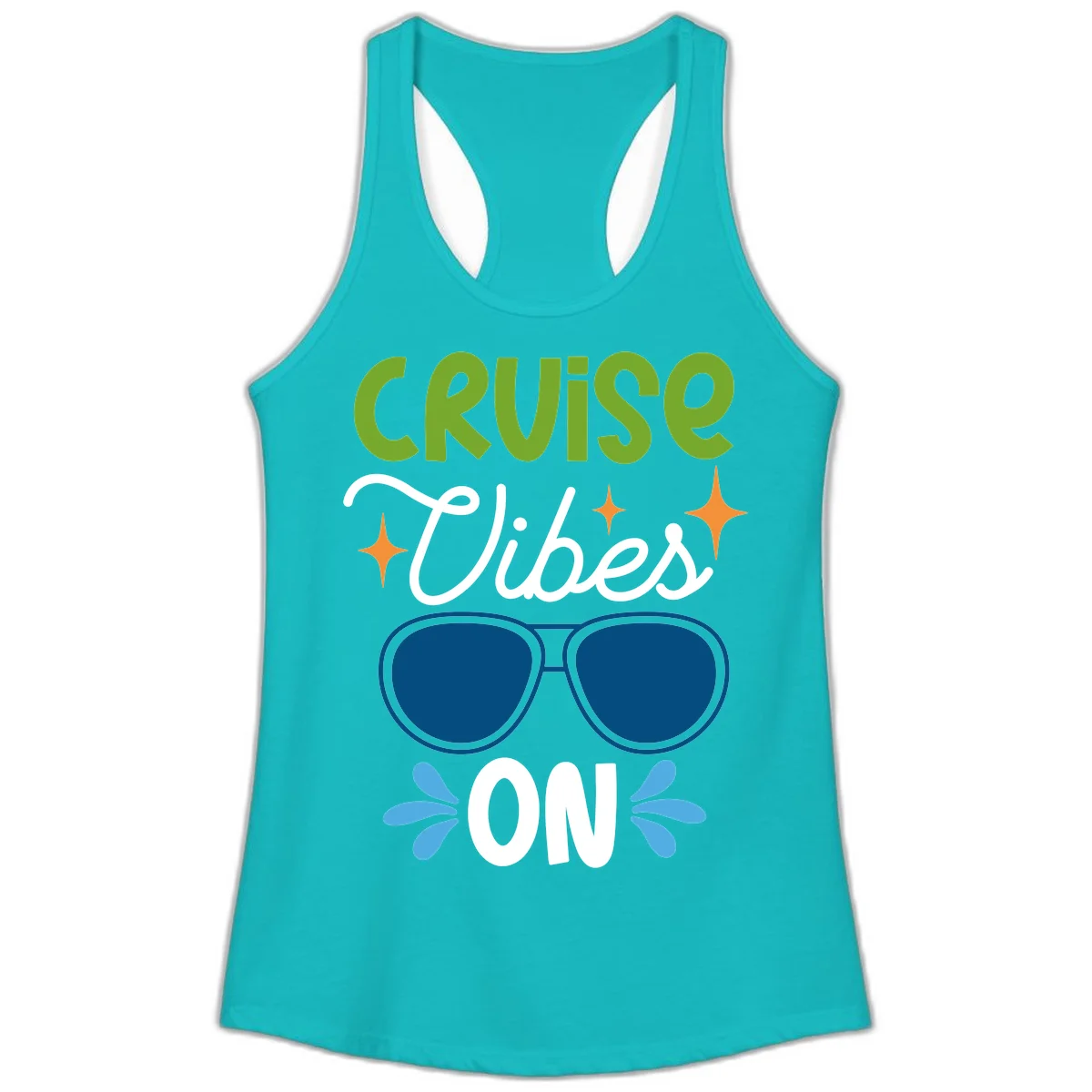 Cruise Vibes On Ladies Tank Top in Tahiti Blue