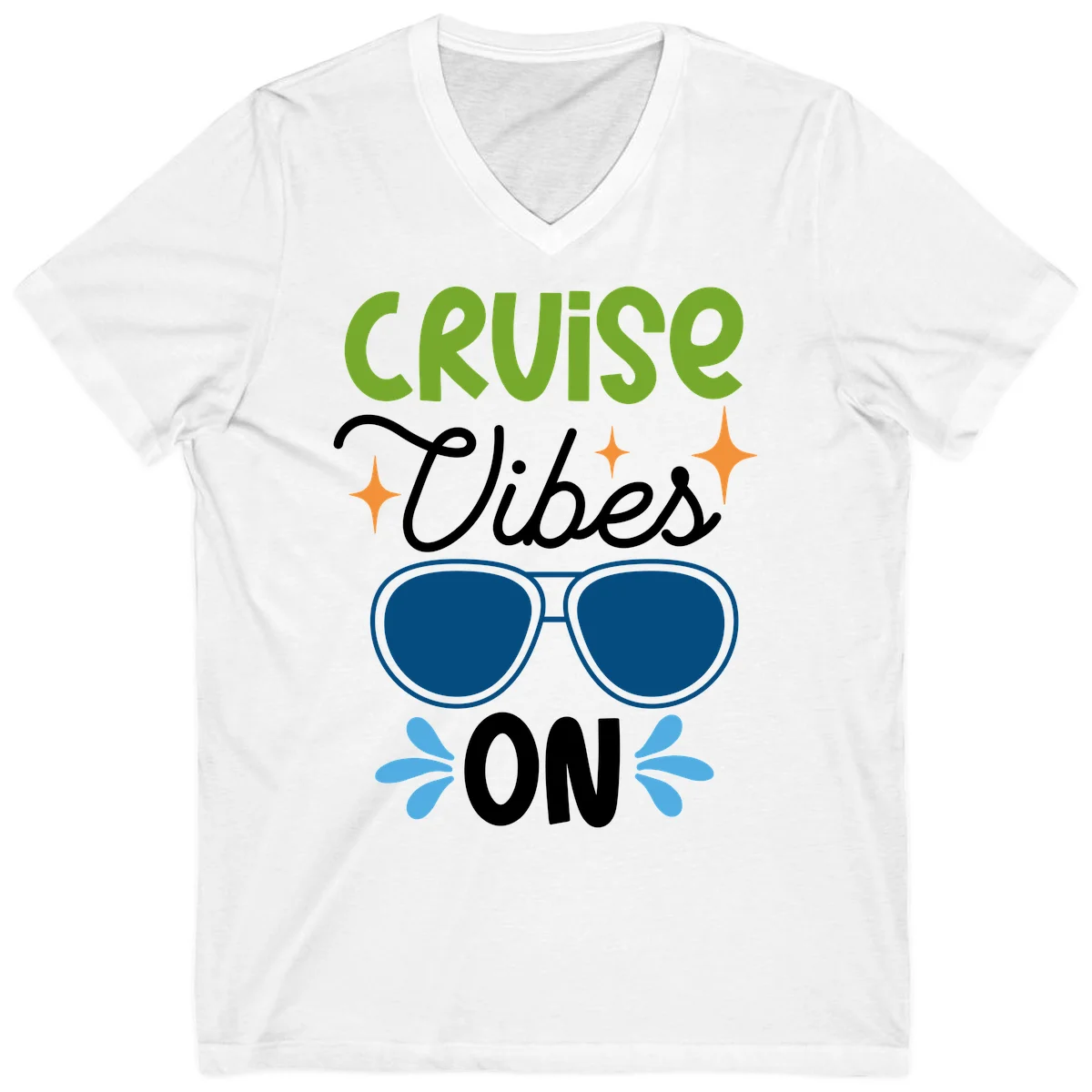 Cruise Vibes On V-Neck T-Shirt in White