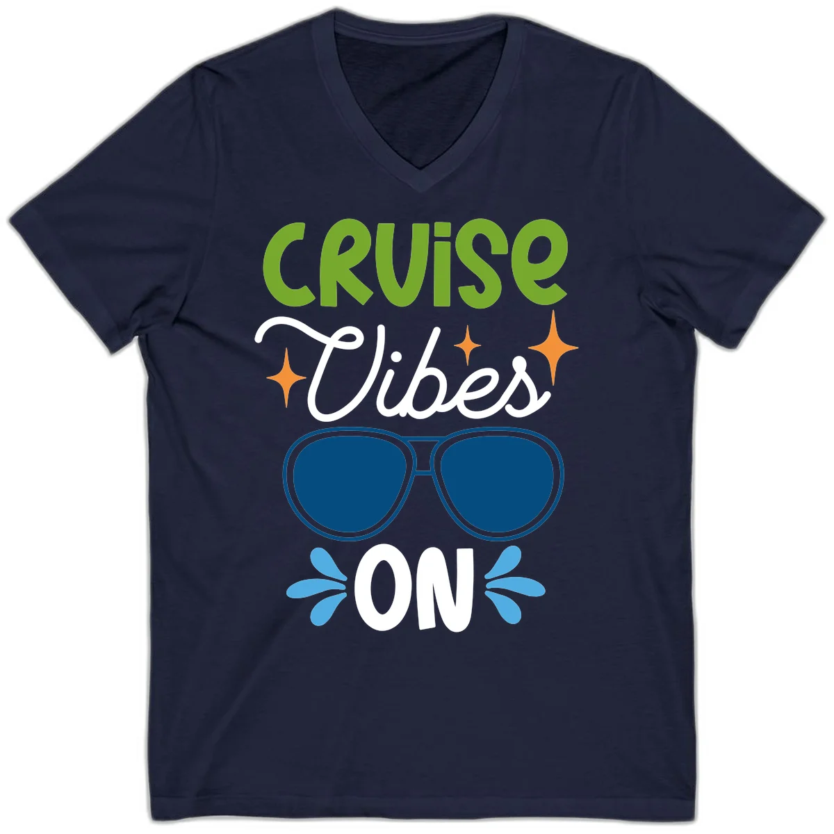 Cruise Vibes On V-Neck T-Shirt in Navy