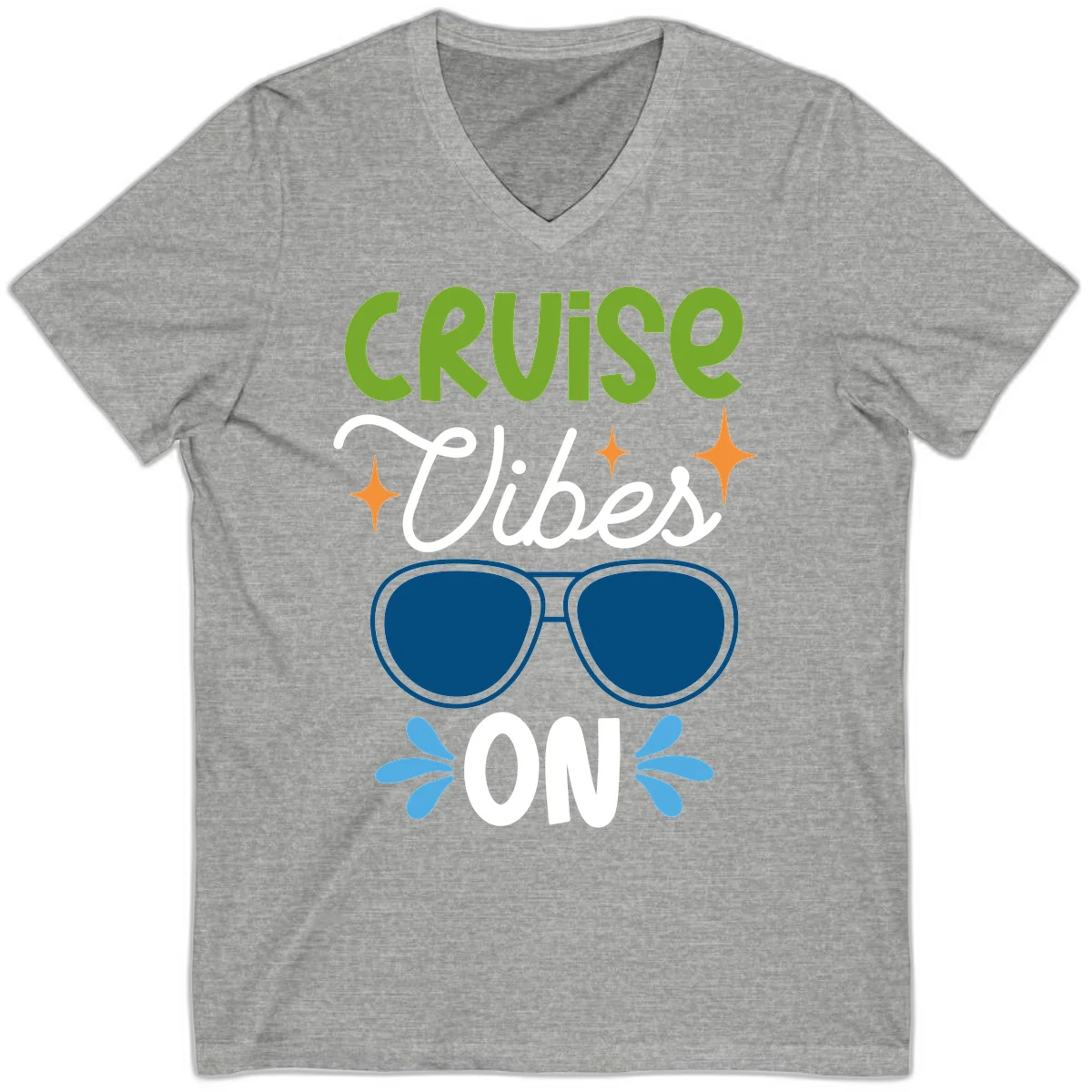 Cruise Vibes On V-Neck T-Shirt in Athletic Heather
