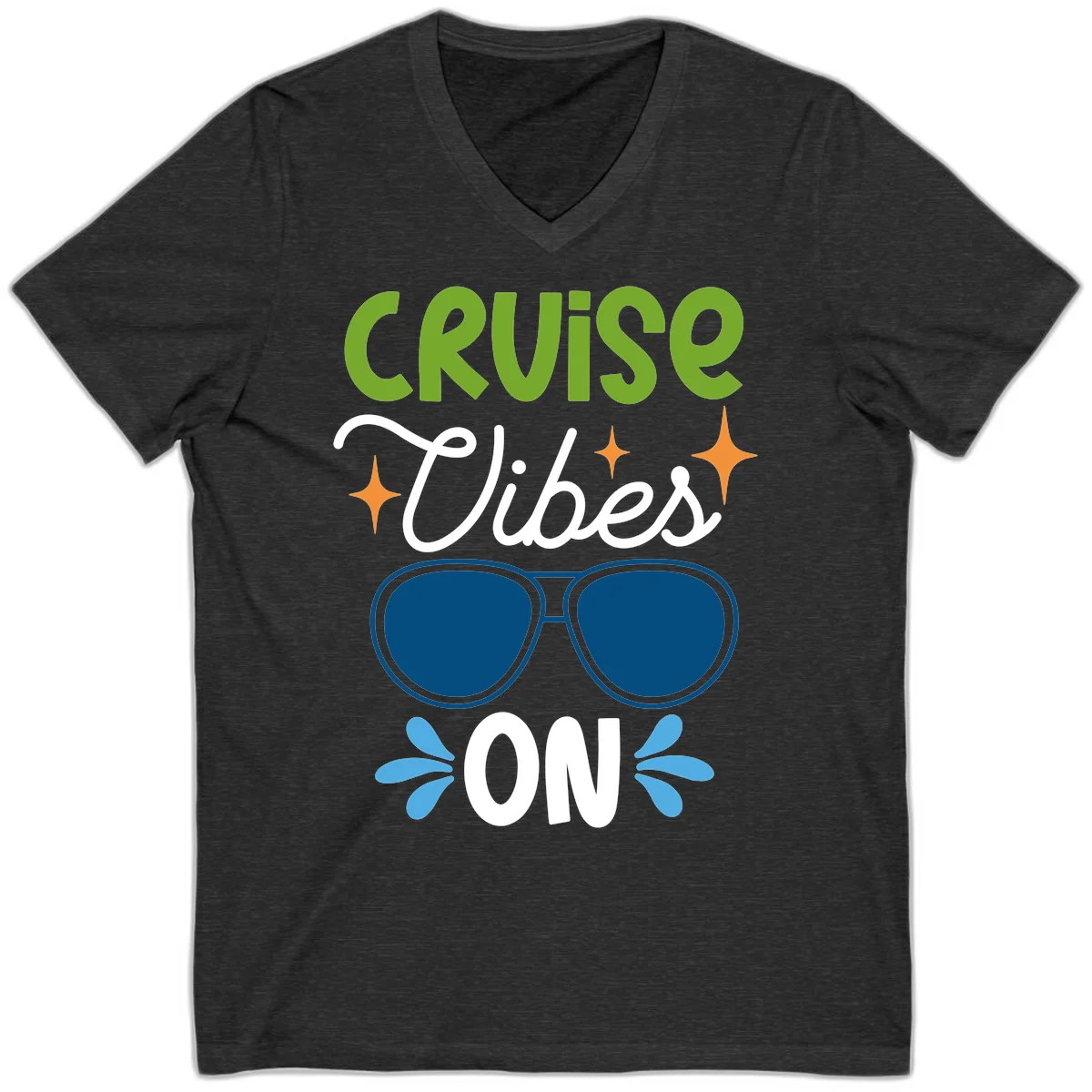Cruise Vibes On V-Neck T-Shirt in Dark Grey Heather