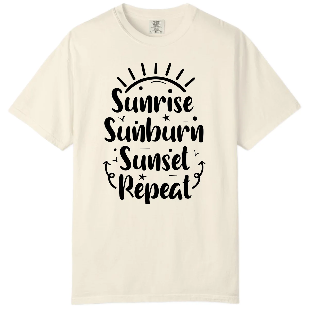 Sunrise Sunburn Sunset Repeat Comfort Color T-Shirt in Ivory