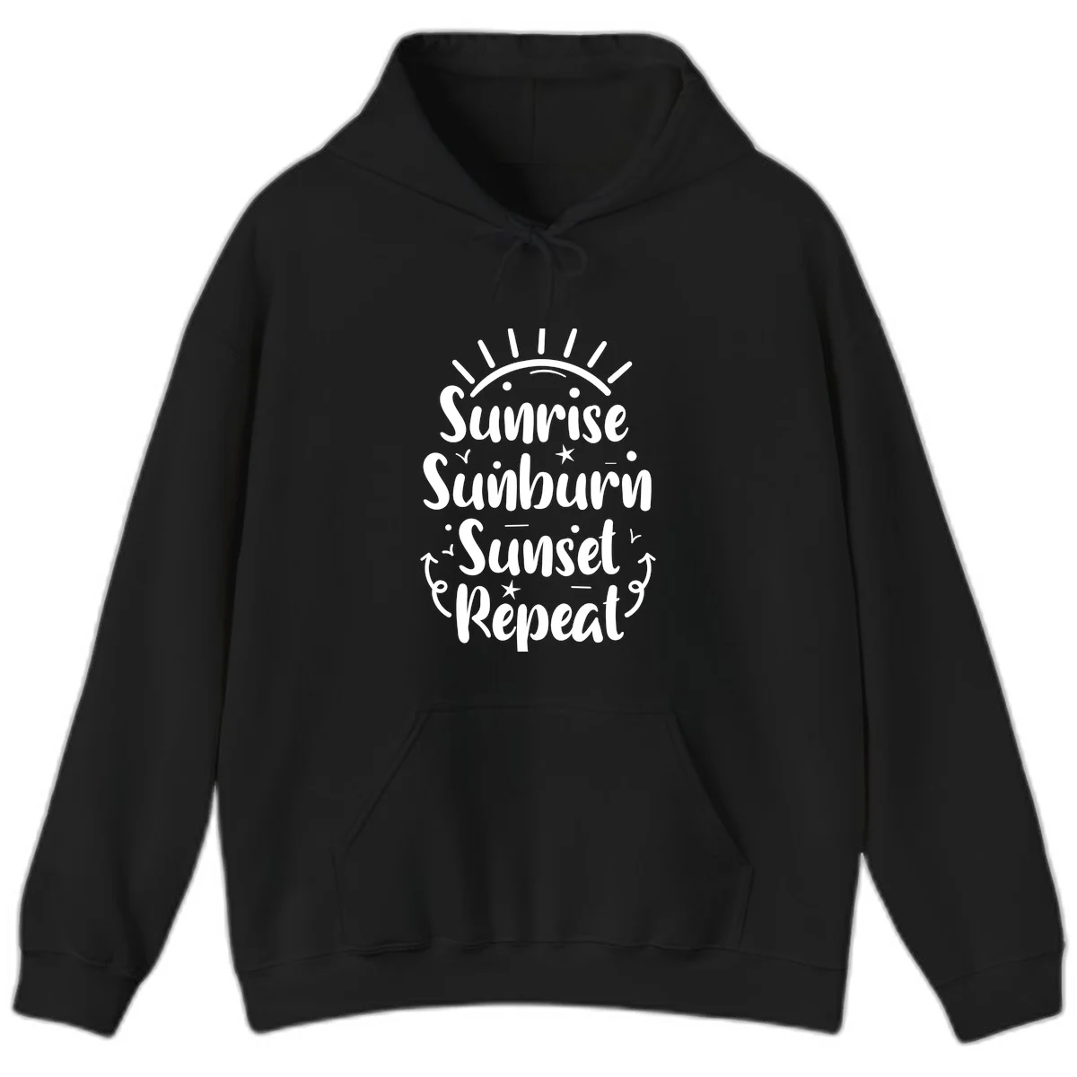 Sunrise Sunburn Sunset Repeat Hoodie in Black