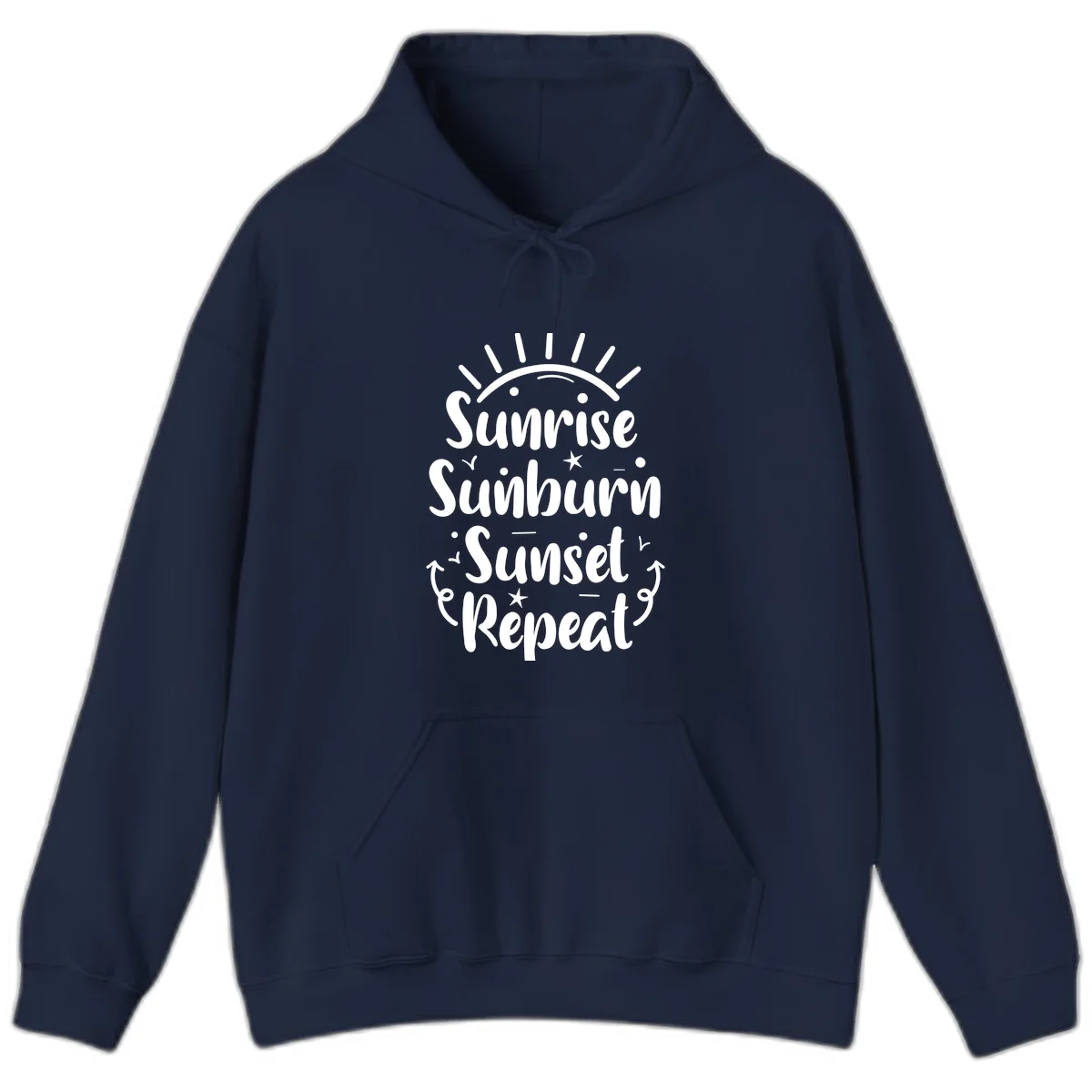 Sunrise Sunburn Sunset Repeat Hoodie in Navy