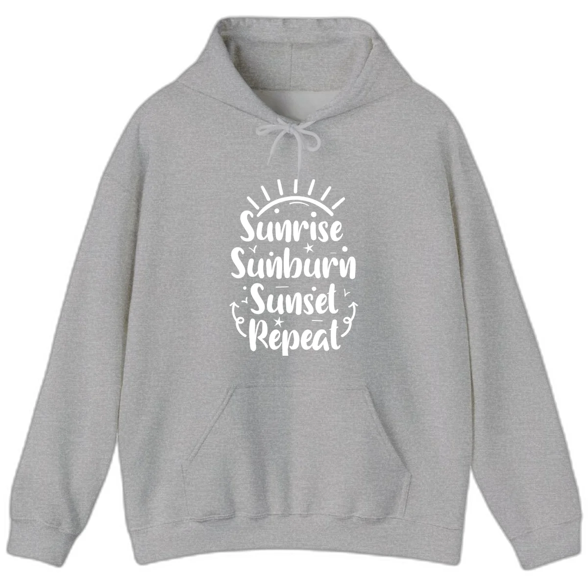 Sunrise Sunburn Sunset Repeat Hoodie in Sport Grey