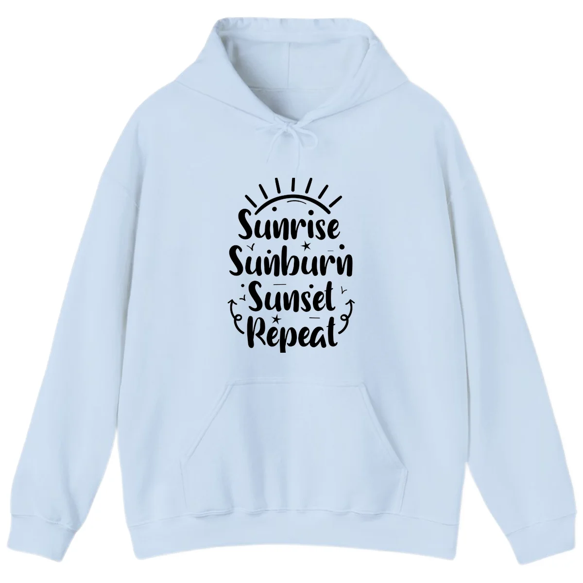 Sunrise Sunburn Sunset Repeat Hoodie in Light Blue