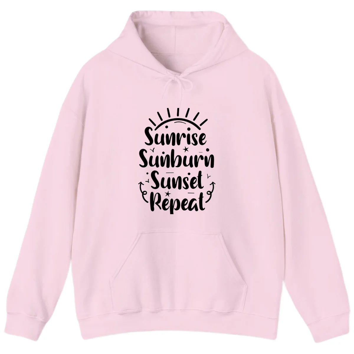 Sunrise Sunburn Sunset Repeat Hoodie in Light Pink