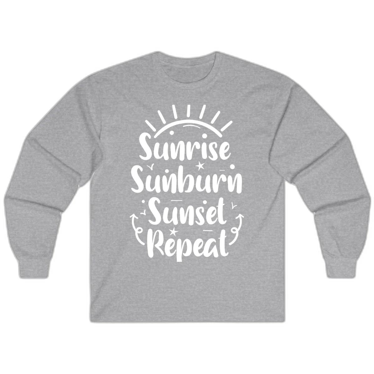 Sunrise Sunburn Sunset Repeat Long Sleeve T-Shirt in Sport Grey