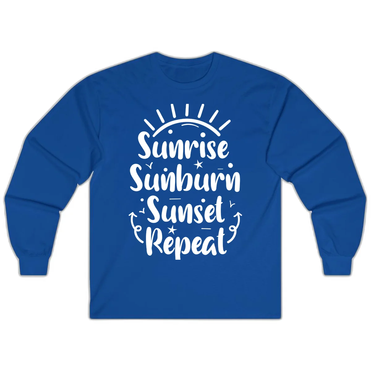 Sunrise Sunburn Sunset Repeat Long Sleeve T-Shirt in Royal