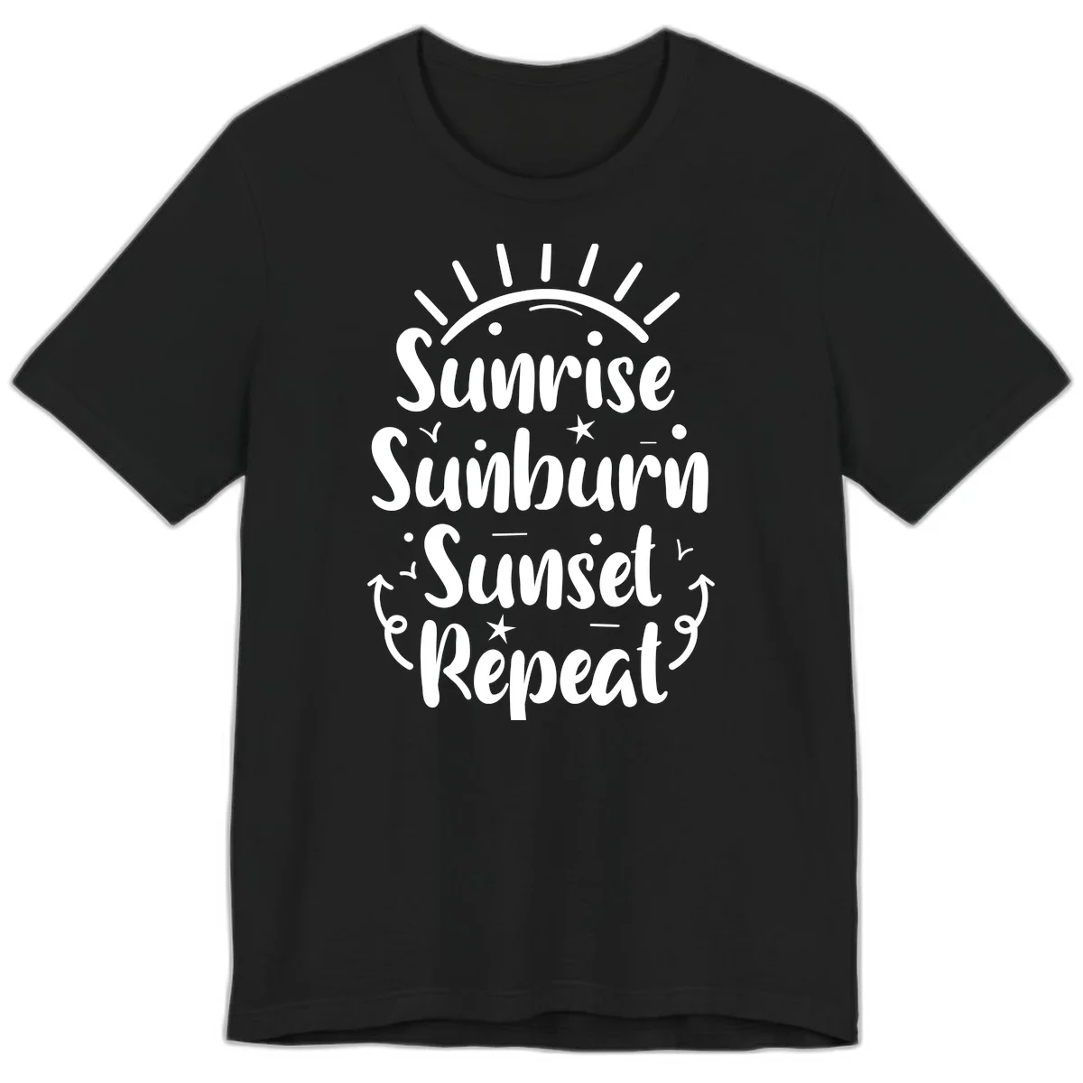 Sunrise Sunburn Sunset Repeat Premium T-Shirt in Black