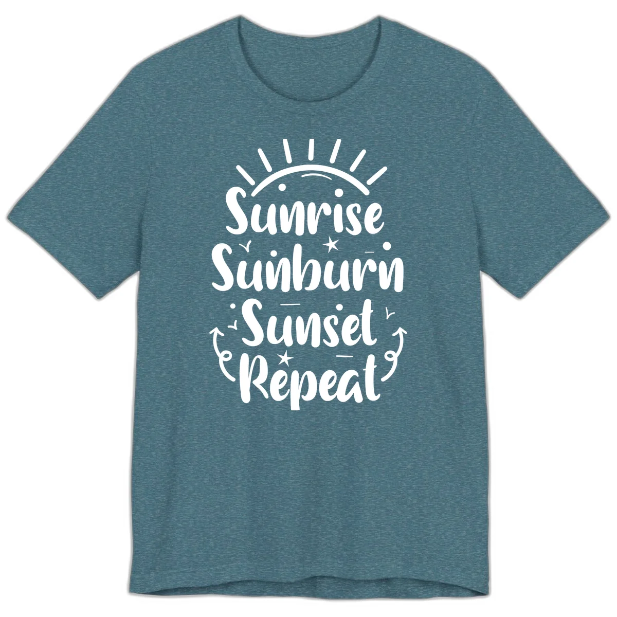 Sunrise Sunburn Sunset Repeat Premium T-Shirt in Heather Deep Teal
