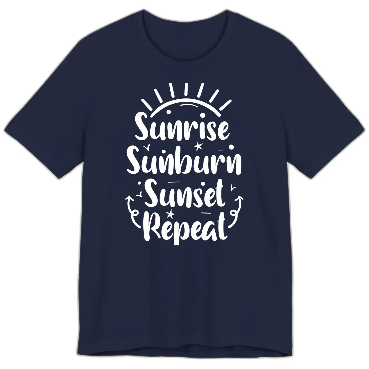 Sunrise Sunburn Sunset Repeat Premium T-Shirt in Navy