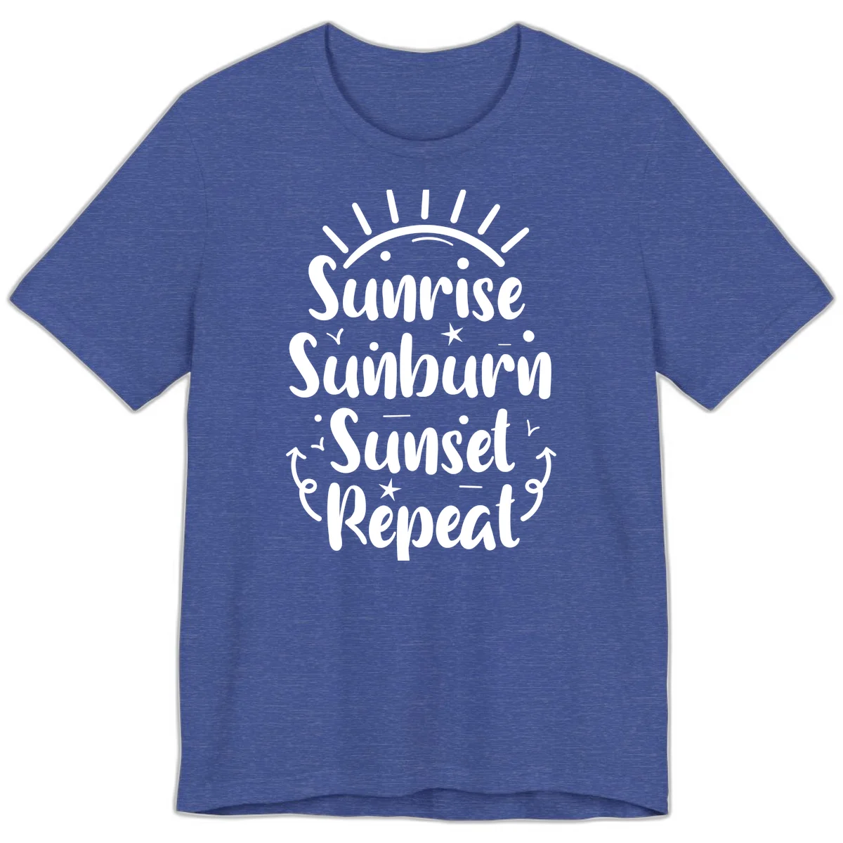 Sunrise Sunburn Sunset Repeat Premium T-Shirt in Heather True Royal