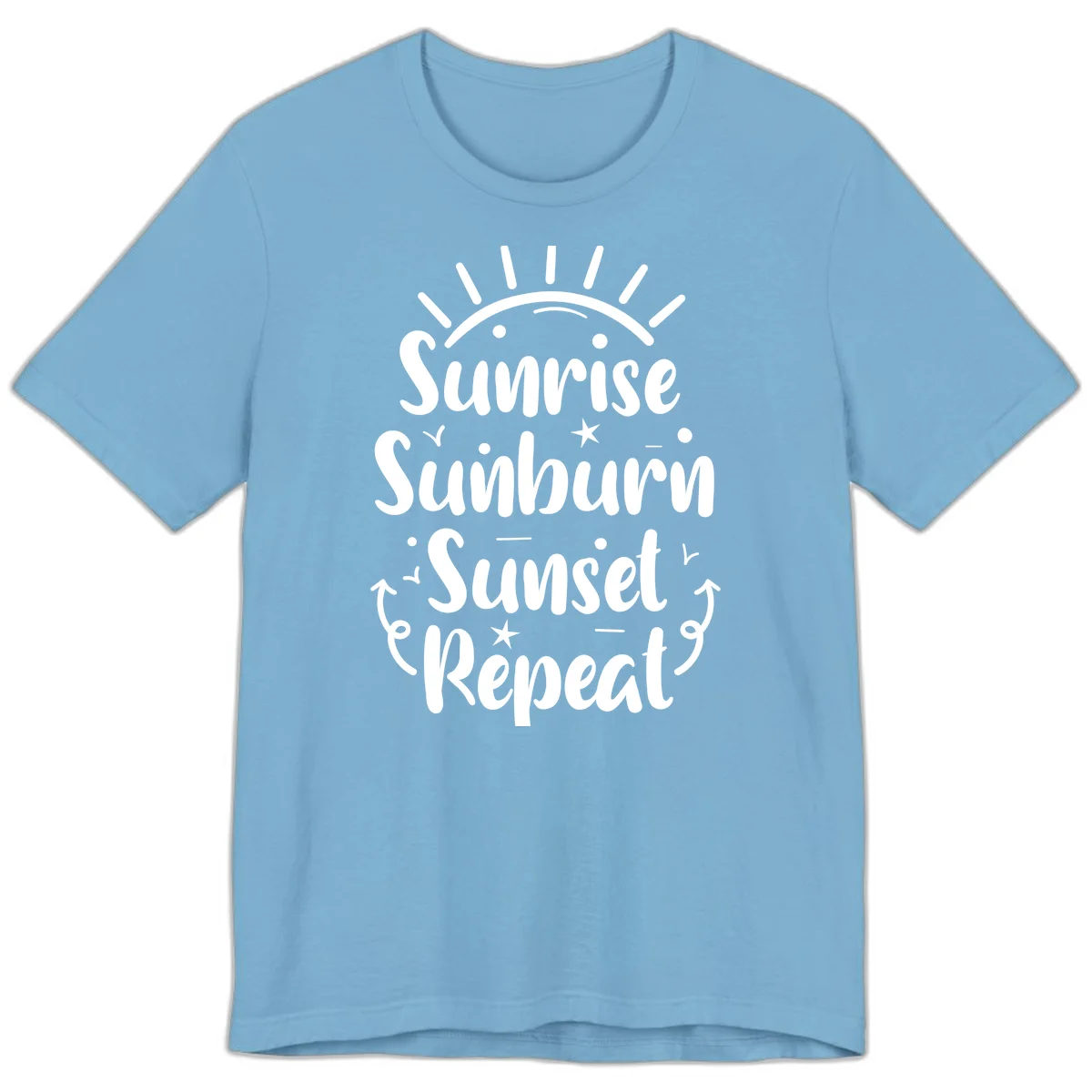 Sunrise Sunburn Sunset Repeat Premium T-Shirt in Ocean Blue