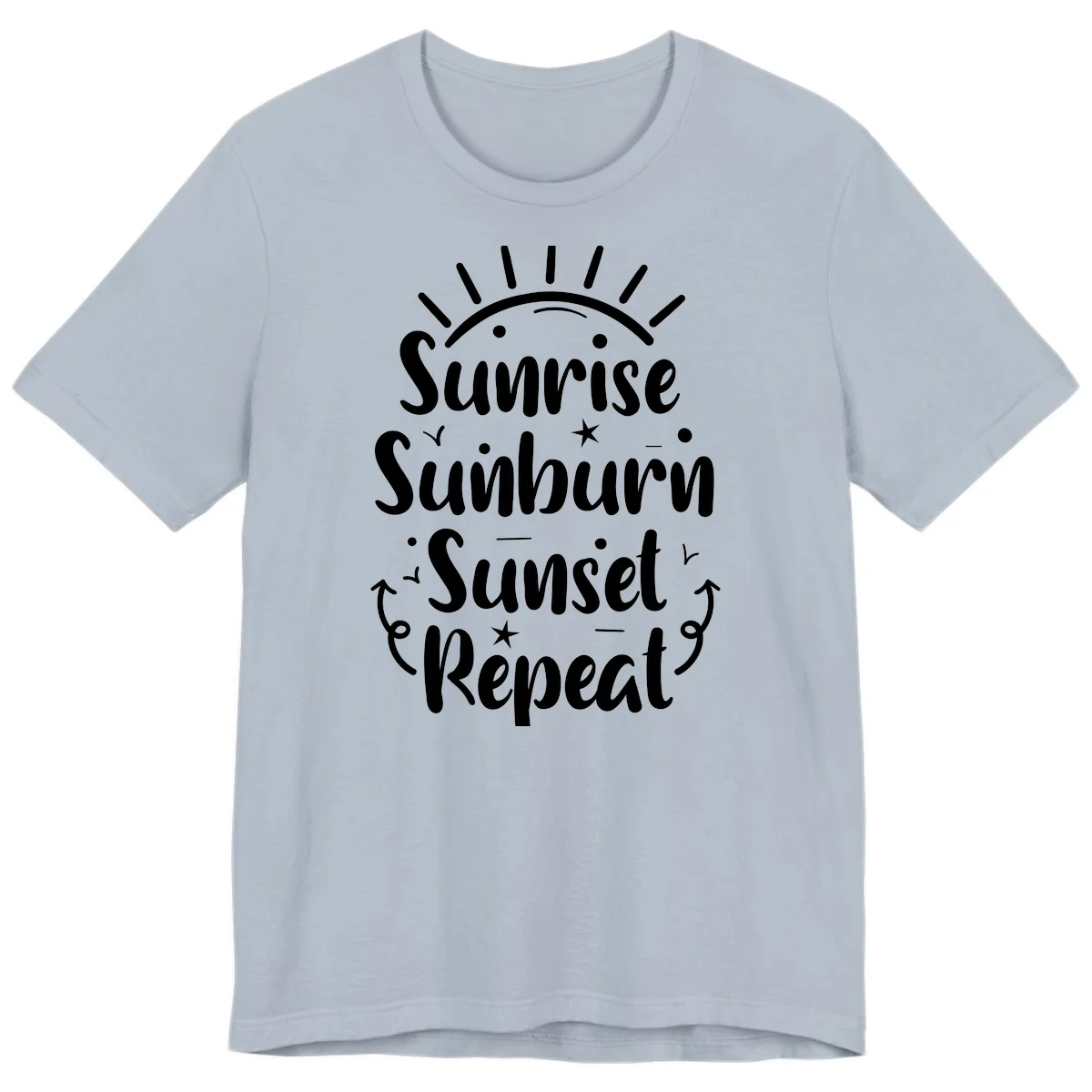 Sunrise Sunburn Sunset Repeat Premium T-Shirt in Light Blue