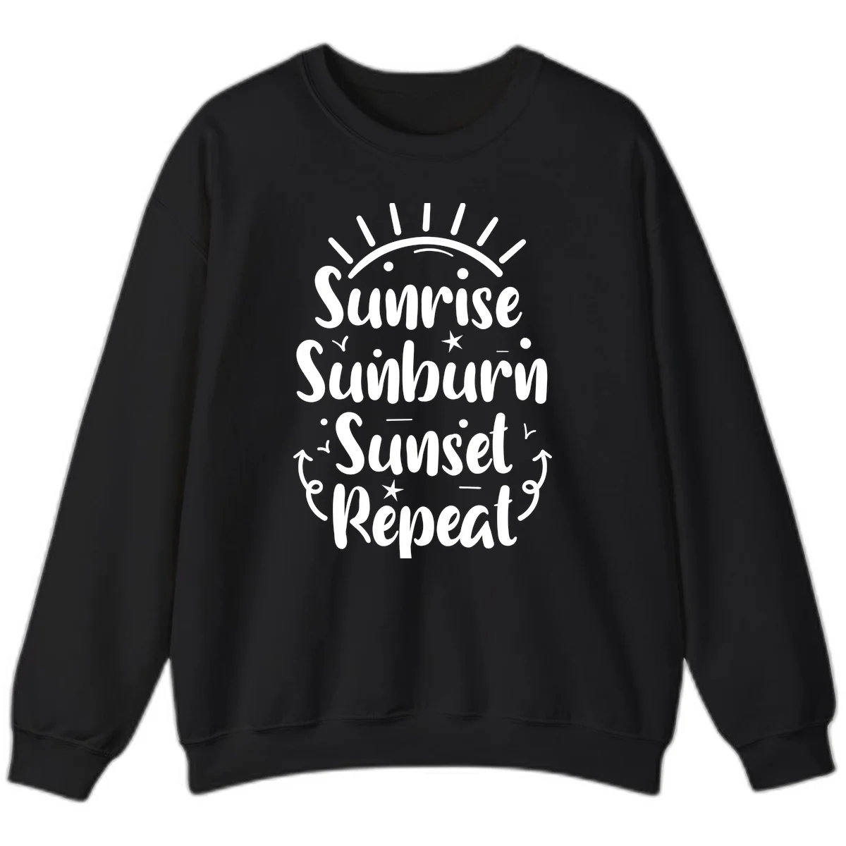Sunrise Sunburn Sunset Repeat Sweatshirt in Black