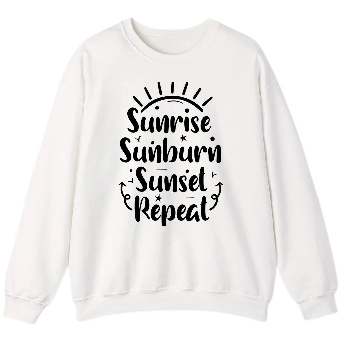 Sunrise Sunburn Sunset Repeat Sweatshirt in White