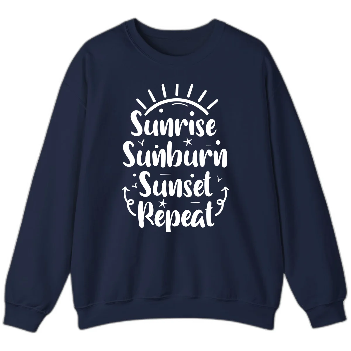 Sunrise Sunburn Sunset Repeat Sweatshirt in Navy