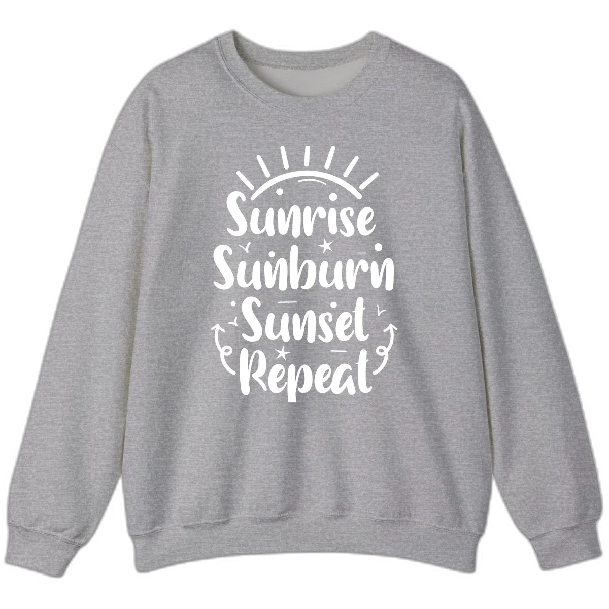 Sunrise Sunburn Sunset Repeat Sweatshirt in Sport Grey