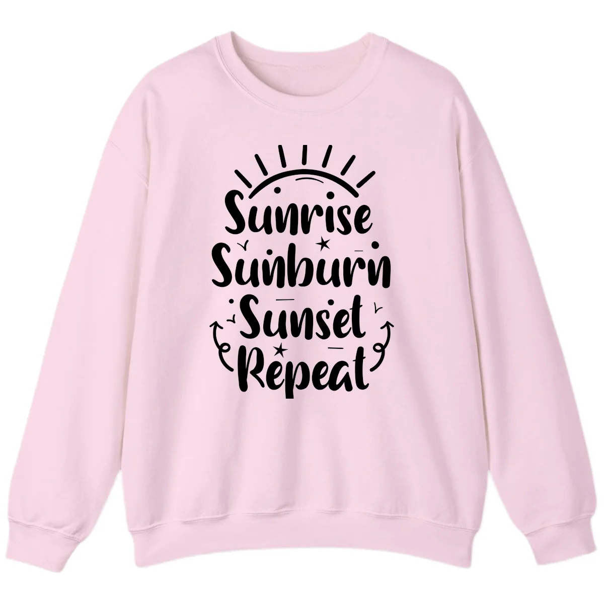 Sunrise Sunburn Sunset Repeat Sweatshirt in Light Pink