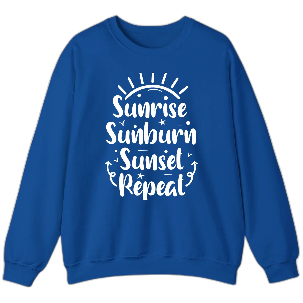 Sunrise Sunburn Sunset Repeat Sweatshirt in Royal