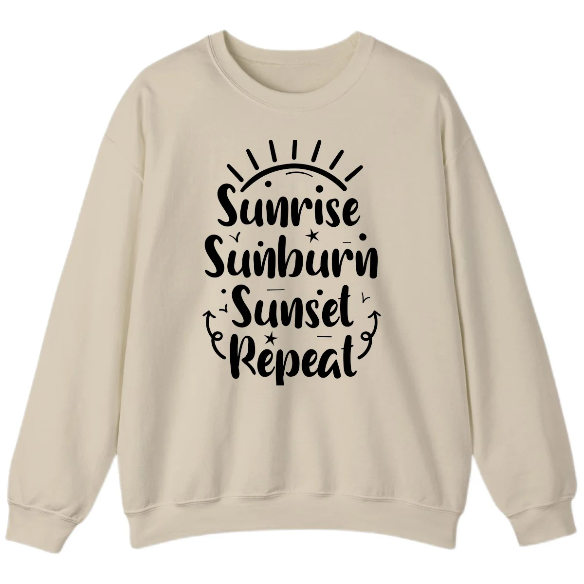 Sunrise Sunburn Sunset Repeat Sweatshirt in Sand
