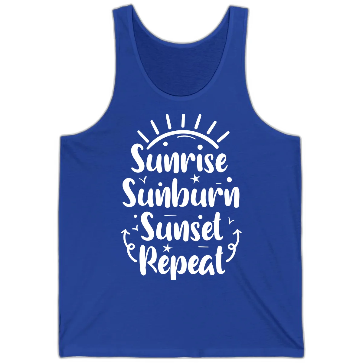 Sunrise Sunburn Sunset Repeat Tank Top in True Royal