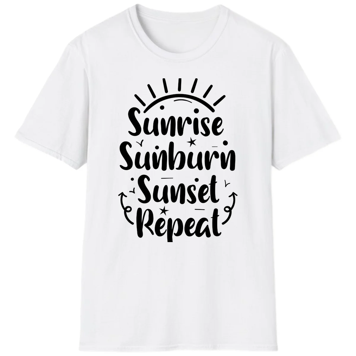 Sunrise Sunburn Sunset Repeat T-Shirt in White