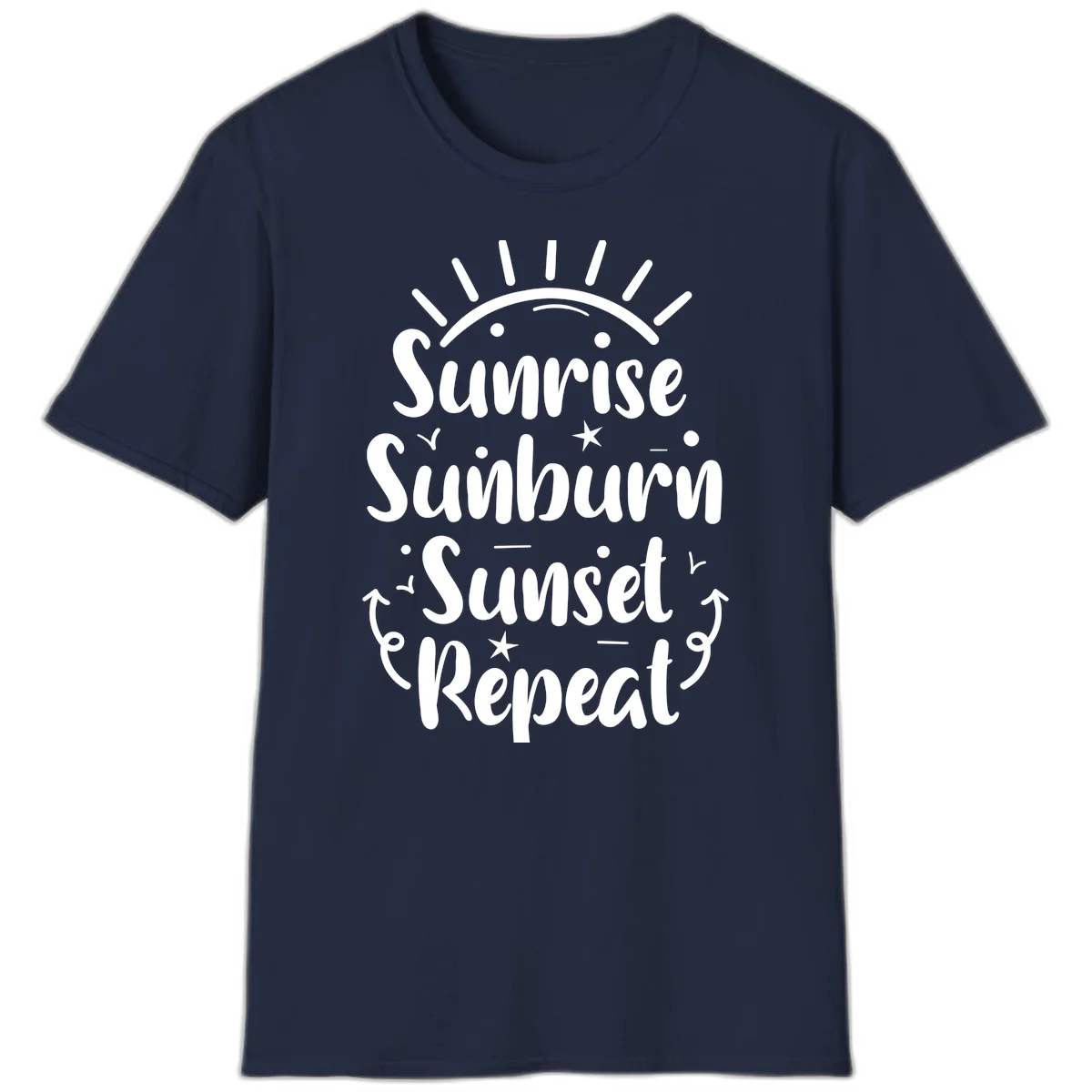 Sunrise Sunburn Sunset Repeat T-Shirt in Navy